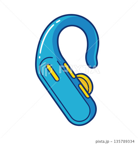 イヤーカフ型ワイヤレスイヤホンのアイコン　ハンズフリー通話と音楽再生 135789334