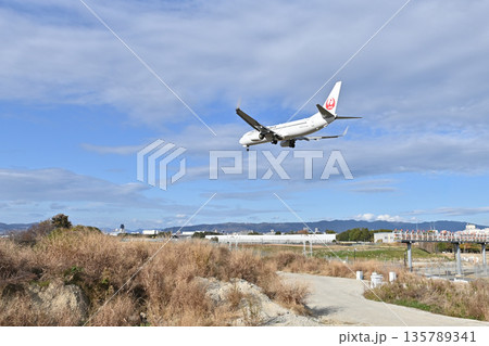 【大阪・豊中】伊丹空港で離着陸する飛行機。とてもかっこよく、いつ見てもワクワクどきどきします。 【大阪・豊中】伊丹空港で離着陸する飛行機。とてもかっこよく、いつ見てもワクワクどきどきします。 135789341