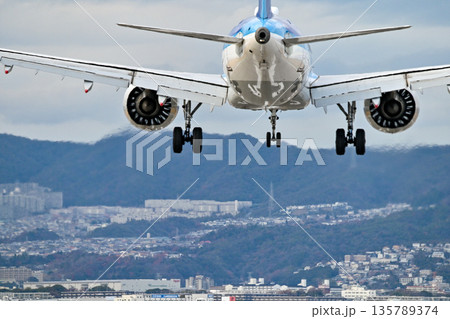 【大阪・豊中】伊丹空港で離着陸する飛行機。とてもかっこよく、いつ見てもワクワクどきどきします。 135789374