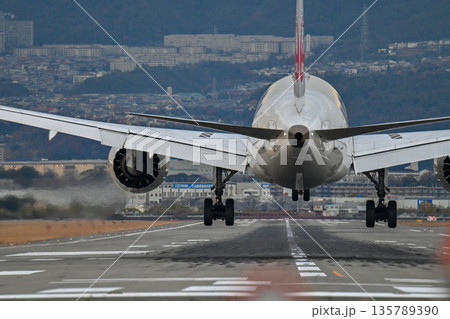 【大阪・豊中】伊丹空港で離着陸する飛行機。とてもかっこよく、いつ見てもワクワクどきどきします。 135789390