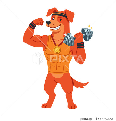 Dog Lifting Dumbbell 135789828