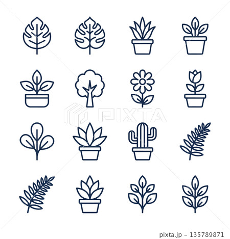 Plant and Flower Icon Set 135789871