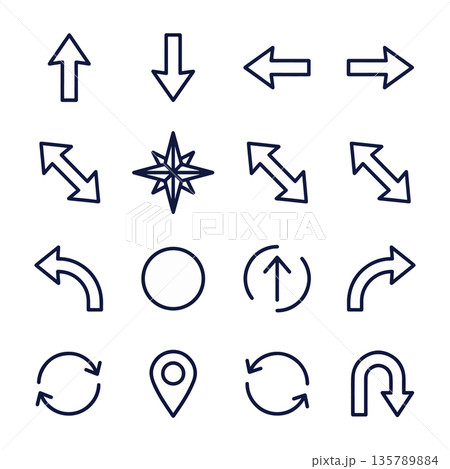 Set of Directional and Symbolic Icons Set of Directional and Symbolic Icons 135789884