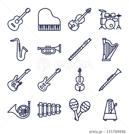 Musical Instruments Line Art Collection 135789886