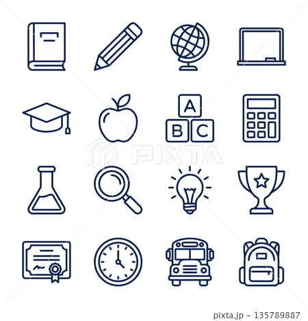 School and Education Icon Set School and Education Icon Set 135789887