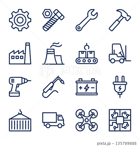 Industry and Manufacturing Icons Industry and Manufacturing Icons 135789888