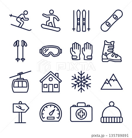 Winter Sports and Activities Icons Winter Sports and Activities Icons 135789891
