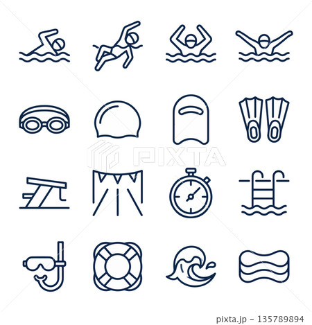 Swimming and Pool Icons 135789894