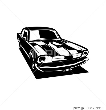 Muscle car logo design with a very fierce appearance from the front. Best for logo, badge and sticker designs. 135789956