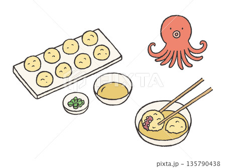 明石焼きの手描きイラスト 135790438