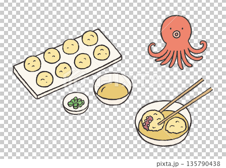 明石焼きの手描きイラスト 135790438