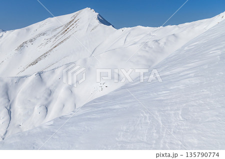 冬の谷川岳天神尾根から見る主稜線の雪景色 135790774