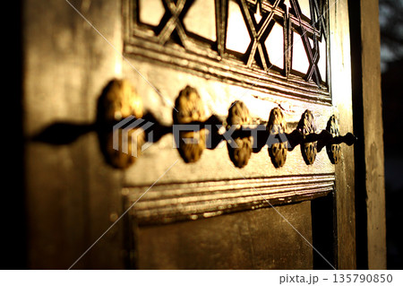 details of historical mosque door, Edirne, Turkey. Selective Focus. 135790850