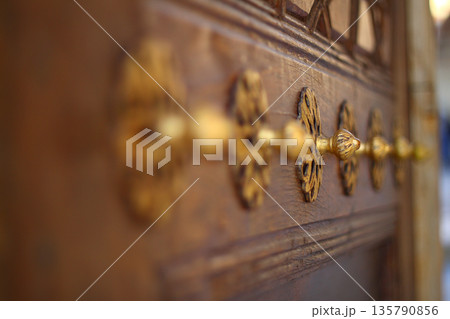 details of historical mosque door, Edirne, Turkey. Selective Focus. details of historical mosque door, Edirne, Turkey. Selective Focus. 135790856