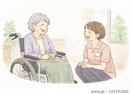 介護施設・車いすの高齢者支援/Care Support in Nursing Facility 介護施設・車いすの高齢者支援/Care Support in Nursing Facility 135791685