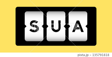 Black color in word SUA (Abbreviation of Single use account) on slot banner with yellow color background Black color in word SUA (Abbreviation of Single use account) on slot banner with yellow color background 135791818