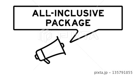 Megaphone icon with speech bubble in word all inclusive package on white background 135791855