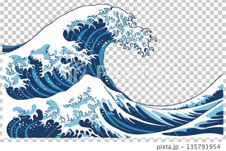 浮世絵風　高波 135791954