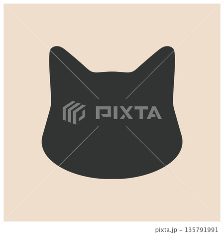 黒猫のシルエットのアイコン ねこ 顔 Black cat face silhouette icon 黒猫のシルエットのアイコン ねこ 顔 Black cat face silhouette icon 135791991