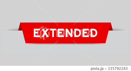 Red color inserted label with word extended on gray background Red color inserted label with word extended on gray background 135792283
