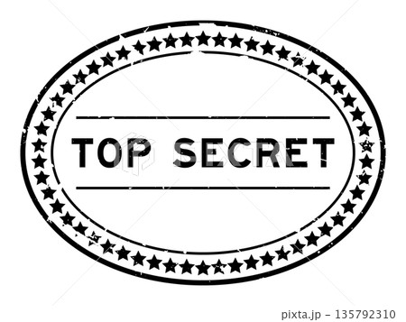 Grunge black top secret word oval seal stamp on white background 135792310