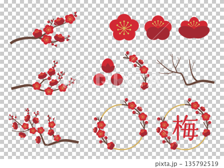 梅花枝條素材組_紅色 梅花枝條素材組_紅色 135792519