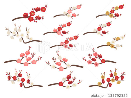 梅の花枝セット_カラフル 135792523