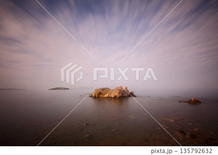 A small seaside town Gumusluk. Long exposure shot. 135792632