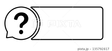 Question mark emblem with blank text box for customization 135792817