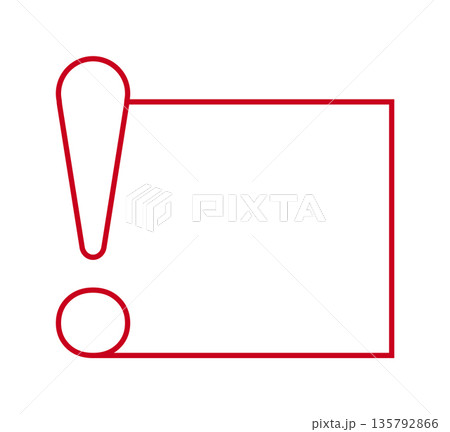 Red exclamation point in square frame with...のイラスト素材 [135792866] - PIXTA