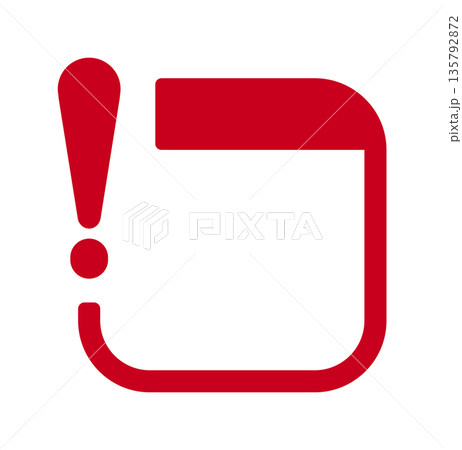 Red exclamation icon in black frame on white...のイラスト素材 [135792872] - PIXTA