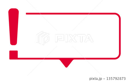 Red exclamation point speech bubble with blank space Red exclamation point speech bubble with blank space 135792873