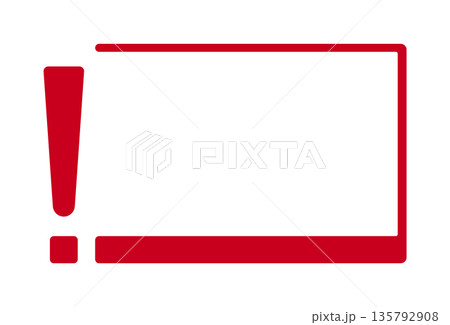 Red exclamation point with rectangular border on white background 135792908