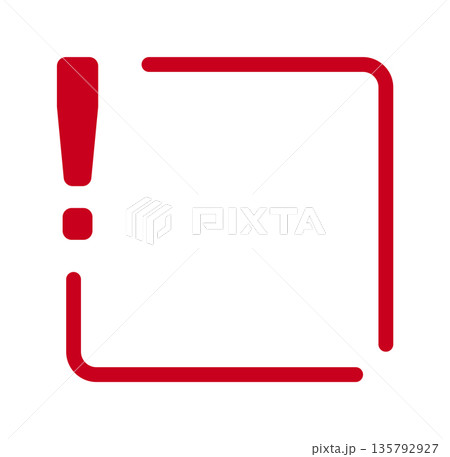 Red exclamation mark within geometric frame on white background Red exclamation mark within geometric frame on white background 135792927