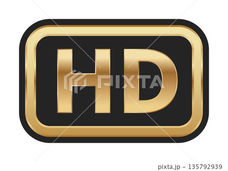 Gold hd symbol on black background for high definition content Gold hd symbol on black background for high definition content 135792939