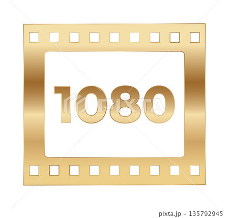 Golden film strip icon with 1080 centered on white background 135792945