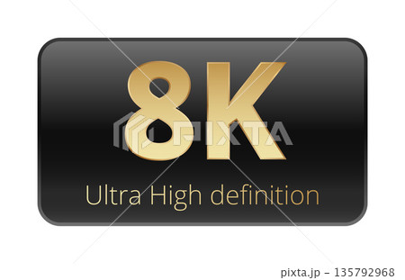 8k ultra high definition display badge with gold lettering 135792968