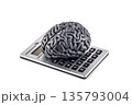 Human brain on calculator isolated on white background 135793004