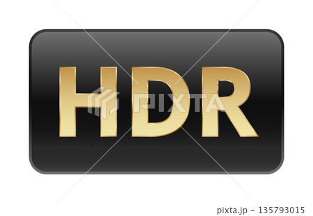 Hdr gold letters on black background: enhanced video display icon Hdr gold letters on black background: enhanced video display icon 135793015