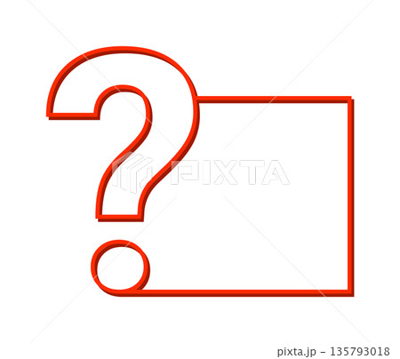 Red outline question mark with square frame on white background 135793018