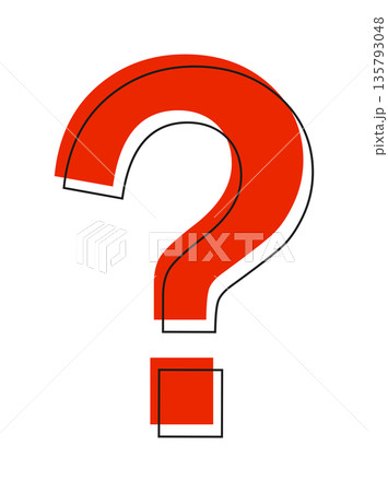 Bold red question mark with rectangular border on white background Bold red question mark with rectangular border on white background 135793048