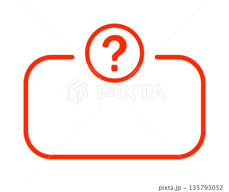 Red question mark icon inside orange frame with rounded border Red question mark icon inside orange frame with rounded border 135793052