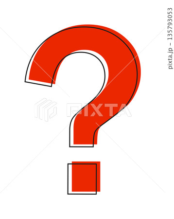 Red question mark with black outline on white background Red question mark with black outline on white background 135793053