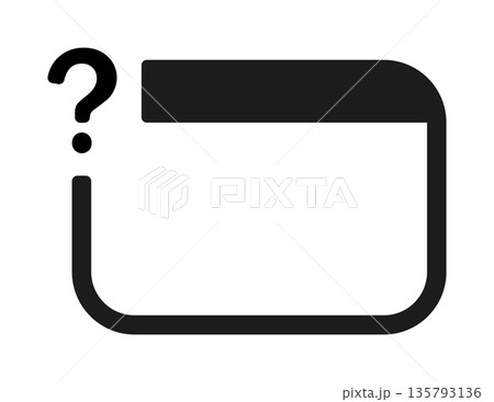 Black question mark inside rounded rectangle frame on white background 135793136