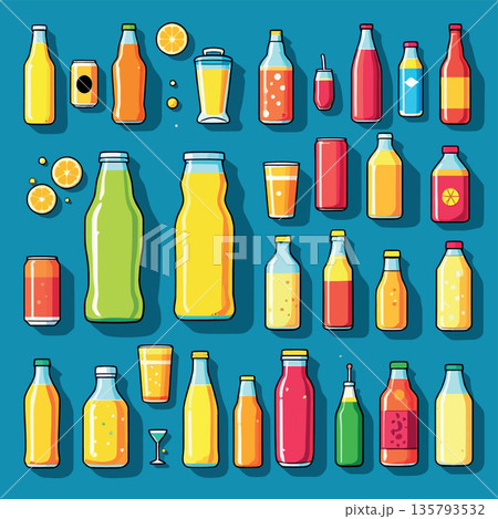 Vsai various colorful beverage bottles and cans collection set 135793532