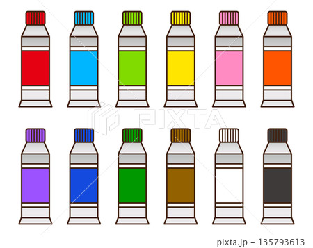 色んな色の絵具のイラスト素材セット2 色んな色の絵具のイラスト素材セット2 135793613