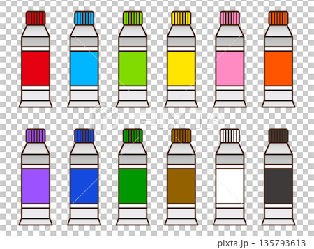 色んな色の絵具のイラスト素材セット2 色んな色の絵具のイラスト素材セット2 135793613