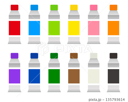 色んな色の絵具のイラスト素材セット3 色んな色の絵具のイラスト素材セット3 135793614