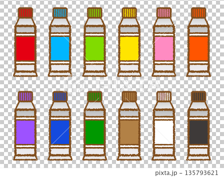 各種顏色顏料的插圖集 各種顏色顏料的插圖集 135793621