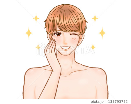 肌のお手入れをするイケメン大人男性の素材2 135793752